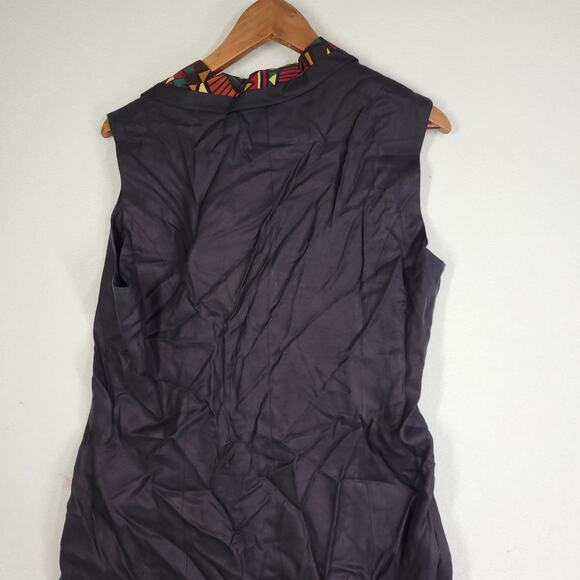 Vtg Gary Fabrikant Vest Womens Sz 14 100% Silk Black Aztec Art To Wear RN 76678 - Picture 11 of 13